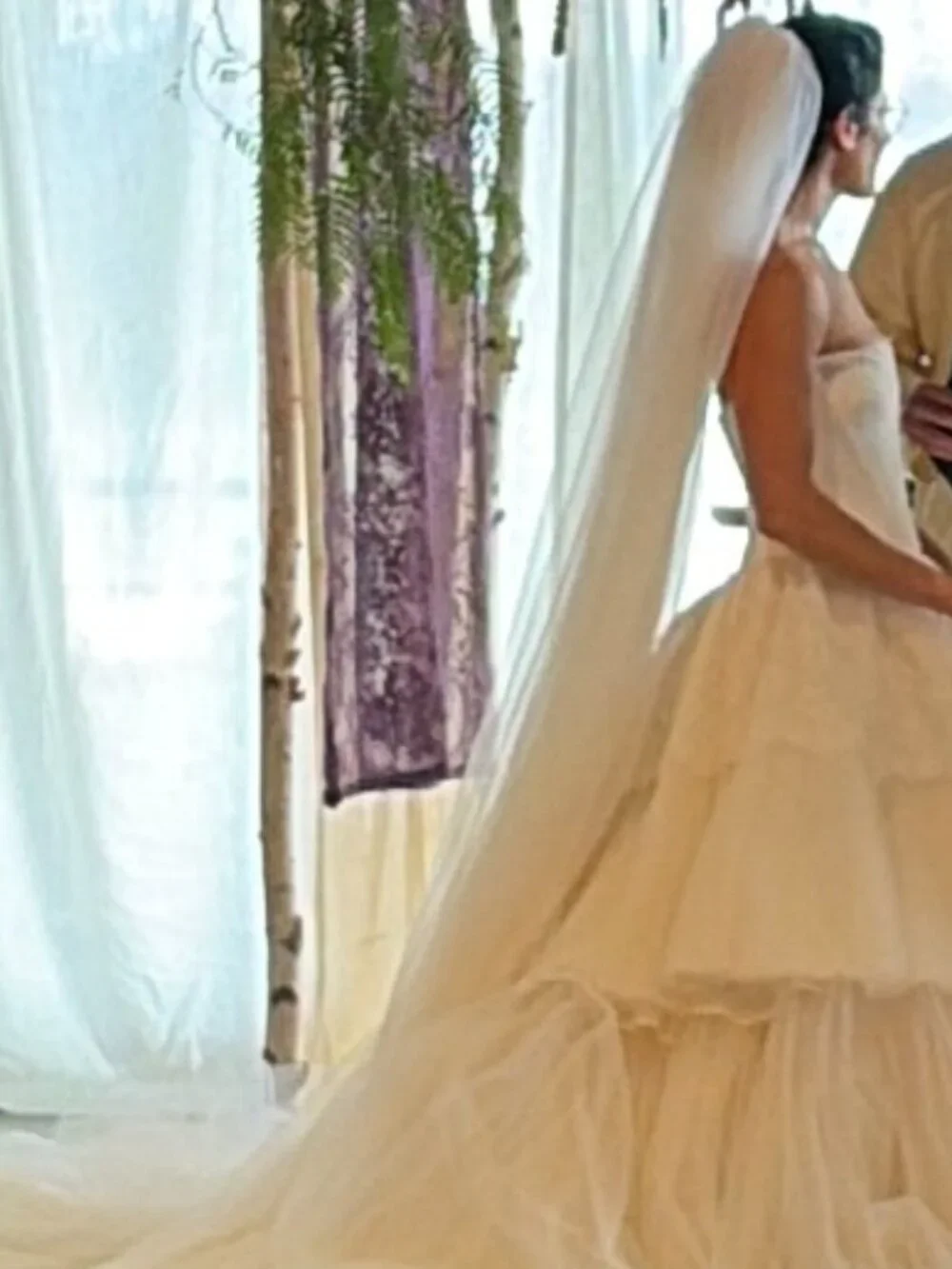 Two tier champagne / ivory ombre cathedral tulle bridal veil